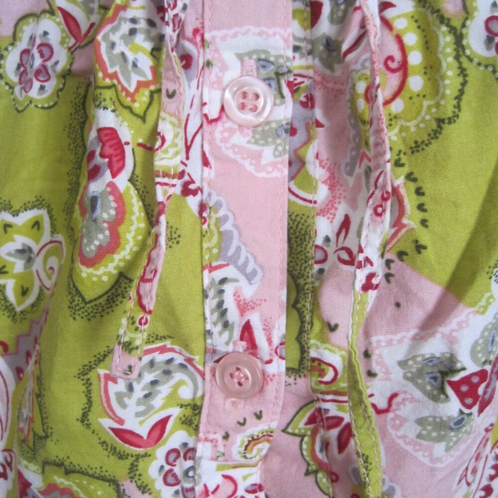 BOUTIQUE EUROPA - WOMANS PINK/GREEN FLORAL LACE BUTTON TANK TOP- SIZE 10 - Picture 3 of 7